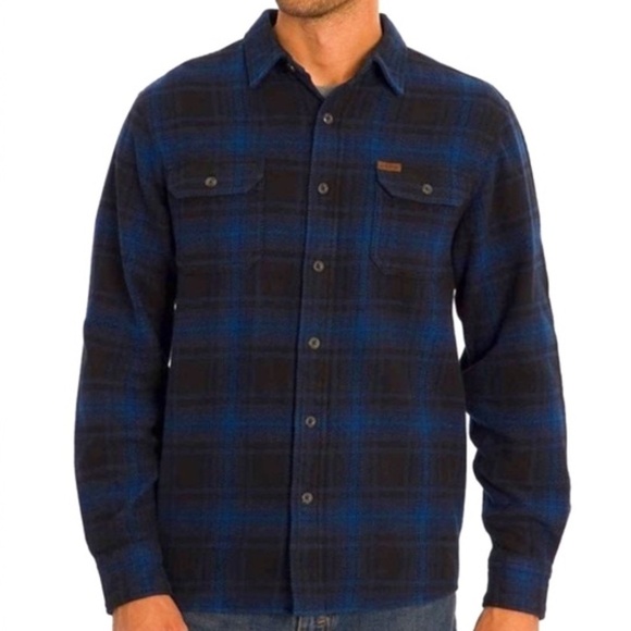 Orvis buffalo blue and black plaid thick cotton button down shacket - Picture 1 of 12